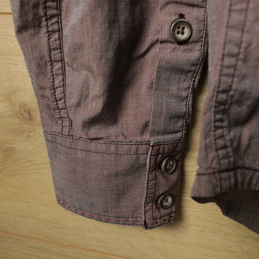 Prana Mens Slim Fit Long Sleeve Button Up Shirt Red Brown Medium - Picture 8 of 8
